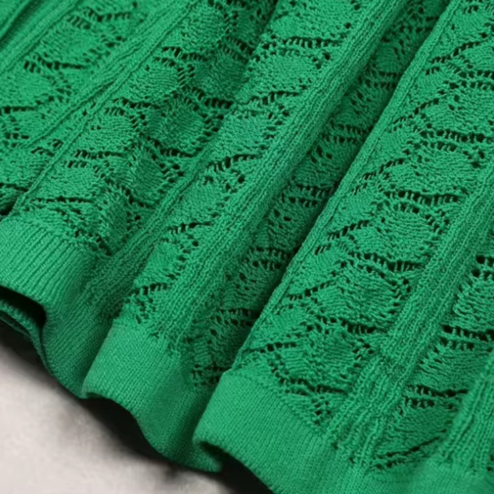 Green Ribbed Button-Down Dress - Picture 2 of 9